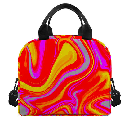 Orange Psychedelic Liquid Trippy Print Insulated Lunch Bag