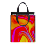 Orange Psychedelic Liquid Trippy Print Insulated Lunch Tote
