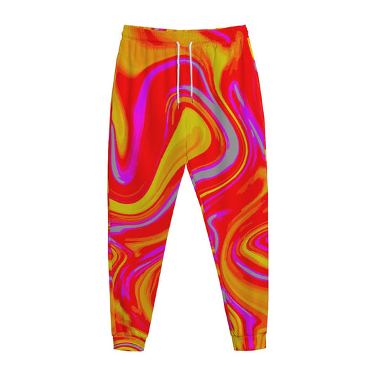 Orange Psychedelic Liquid Trippy Print Jogger Pants