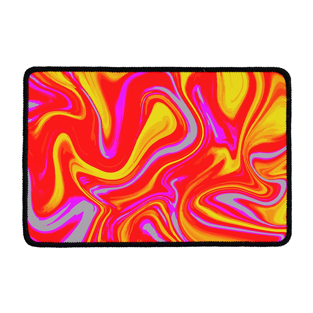 Orange Psychedelic Liquid Trippy Print Kitchen Mat