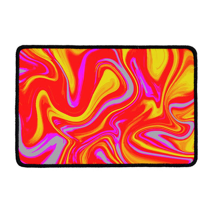 Orange Psychedelic Liquid Trippy Print Kitchen Mat