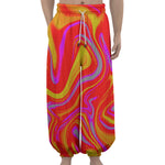 Orange Psychedelic Liquid Trippy Print Lantern Pants