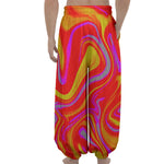 Orange Psychedelic Liquid Trippy Print Lantern Pants
