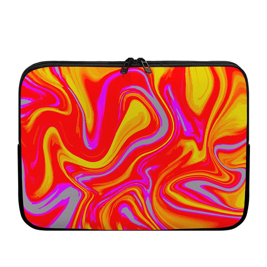 Orange Psychedelic Liquid Trippy Print Laptop Sleeve