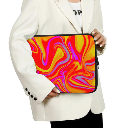 Orange Psychedelic Liquid Trippy Print Laptop Sleeve