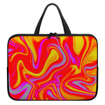 Orange Psychedelic Liquid Trippy Print Laptop Sleeve With Handle