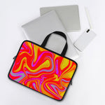 Orange Psychedelic Liquid Trippy Print Laptop Sleeve With Handle