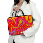 Orange Psychedelic Liquid Trippy Print Laptop Sleeve With Handle