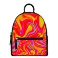 Orange Psychedelic Liquid Trippy Print Leather Backpack