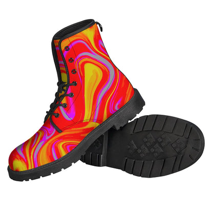Orange Psychedelic Liquid Trippy Print Backpack