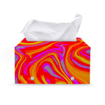 Orange Psychedelic Liquid Trippy Print Leather Tissue Box Cover