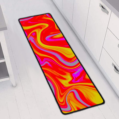 Orange Psychedelic Liquid Trippy Print Long Kitchen Mat
