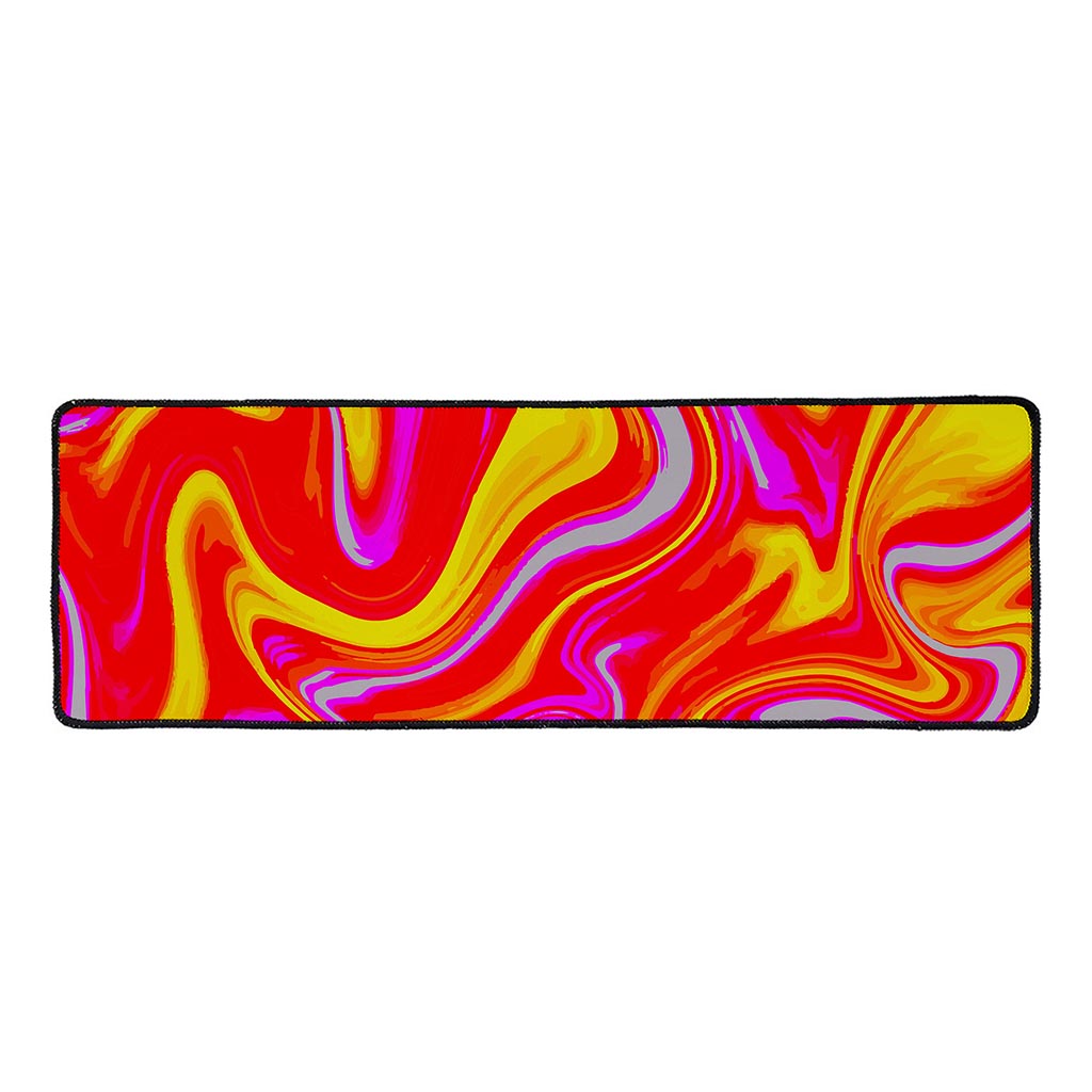 Orange Psychedelic Liquid Trippy Print Long Kitchen Mat