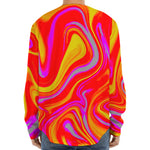 Orange Psychedelic Liquid Trippy Print Long Sleeve Baseball Jersey