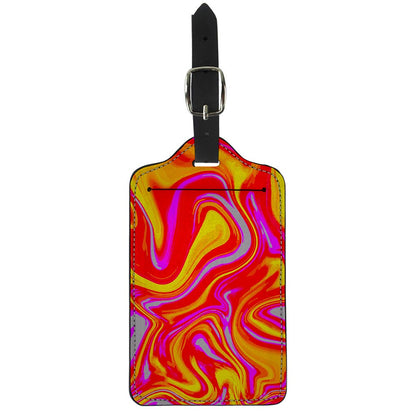 Orange Psychedelic Liquid Trippy Print Luggage Tag