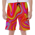 Orange Psychedelic Liquid Trippy Print Men's Beach Shorts