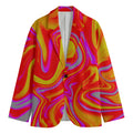 Orange Psychedelic Liquid Trippy Print Men's Blazer