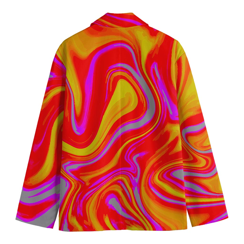 Orange Psychedelic Liquid Trippy Print Men's Blazer