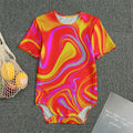 Orange Psychedelic Liquid Trippy Print Men's Bodysuit