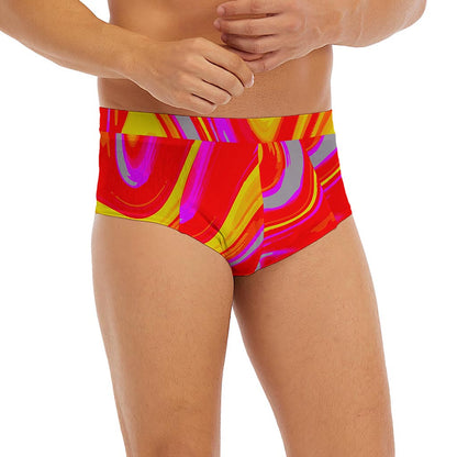 Orange Psychedelic Liquid Trippy Print Men's Briefs