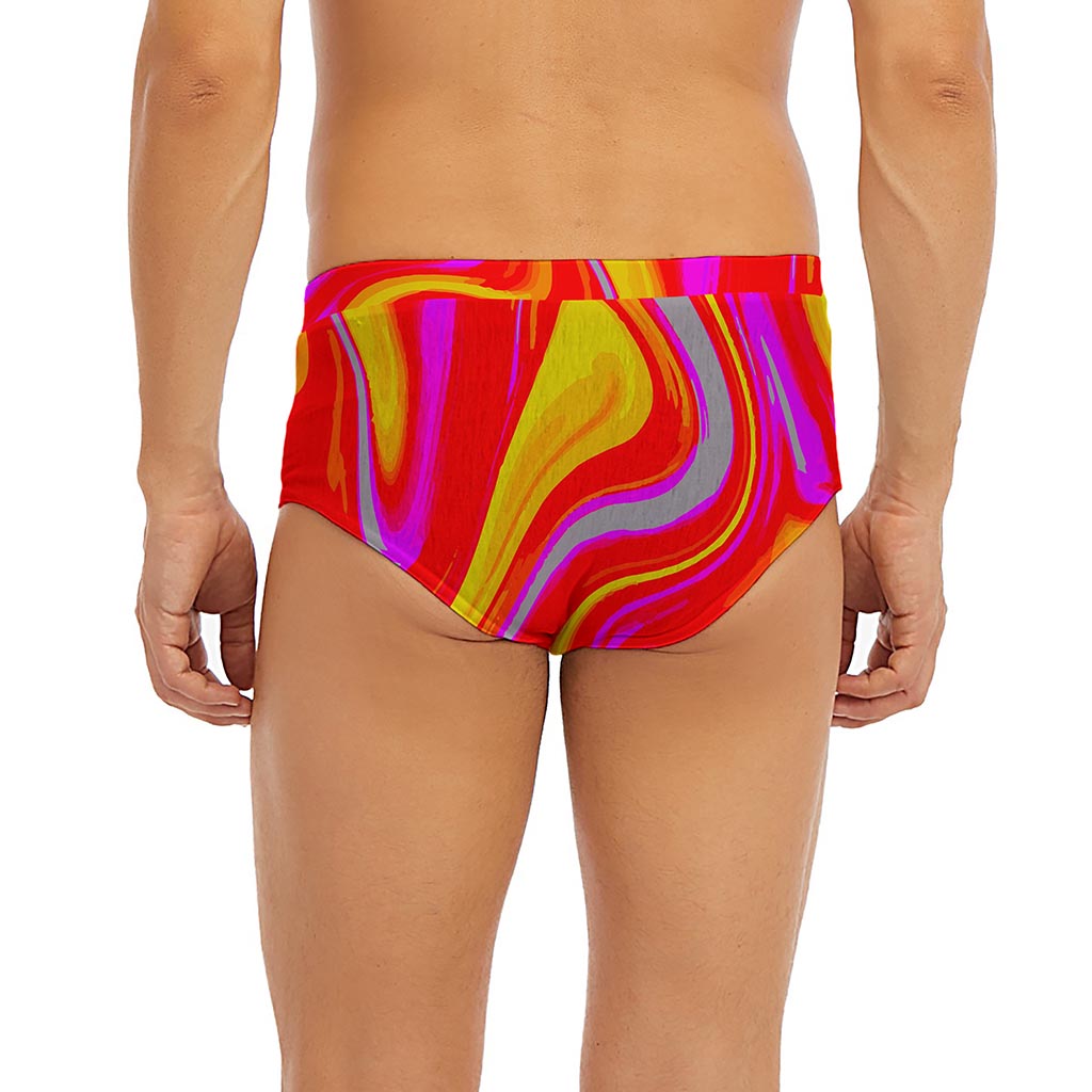 Orange Psychedelic Liquid Trippy Print Men's Briefs