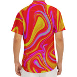 Orange Psychedelic Liquid Trippy Print Men's Deep V-Neck Shirt