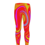 Orange Psychedelic Liquid Trippy Print Men's leggings