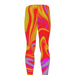 Orange Psychedelic Liquid Trippy Print Men's leggings