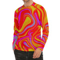 Orange Psychedelic Liquid Trippy Print Men's Long Sleeve Rash Guard