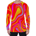 Orange Psychedelic Liquid Trippy Print Men's Long Sleeve T-Shirt