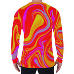 Orange Psychedelic Liquid Trippy Print Men's Long Sleeve T-Shirt