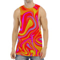 Orange Psychedelic Liquid Trippy Print Men's Muscle Tank Top