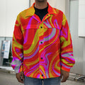 Orange Psychedelic Liquid Trippy Print Men's Shirt Jacket