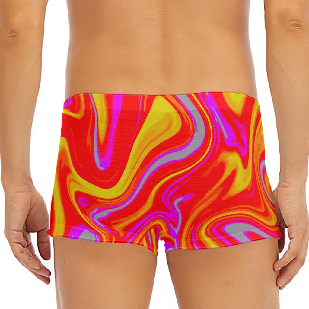 Orange Psychedelic Liquid Trippy Print Men's Short Boxer Briefs