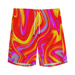 Orange Psychedelic Liquid Trippy Print Men's Sports Shorts