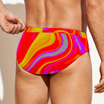 Orange Psychedelic Liquid Trippy Print Men's Swim Briefs
