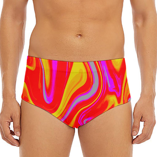 Orange Psychedelic Liquid Trippy Print Men's Triangle Swim Briefs