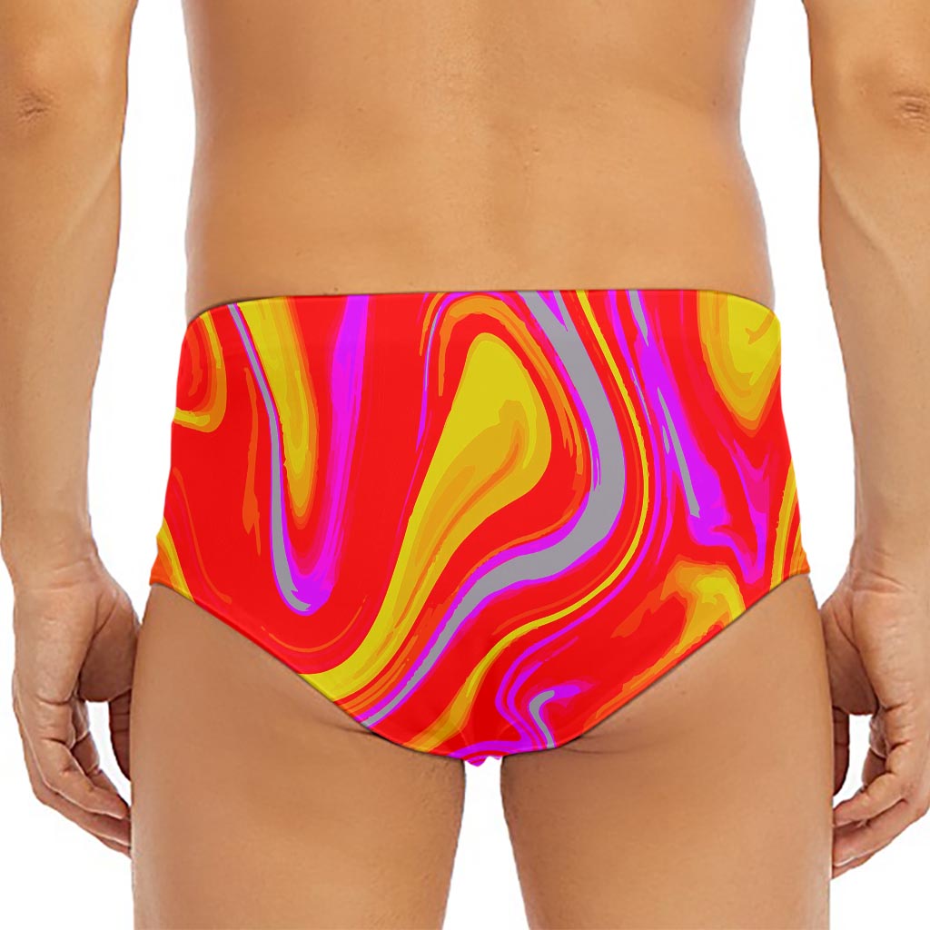 Orange Psychedelic Liquid Trippy Print Men's Triangle Swim Briefs