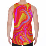 Orange Psychedelic Liquid Trippy Print Men's Velvet Tank Top