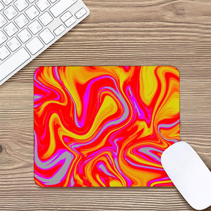 Orange Psychedelic Liquid Trippy Print Mouse Pad