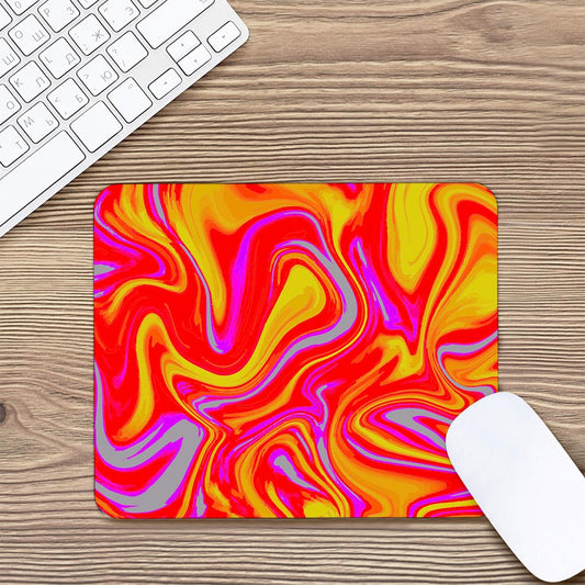 Orange Psychedelic Liquid Trippy Print Mouse Pad