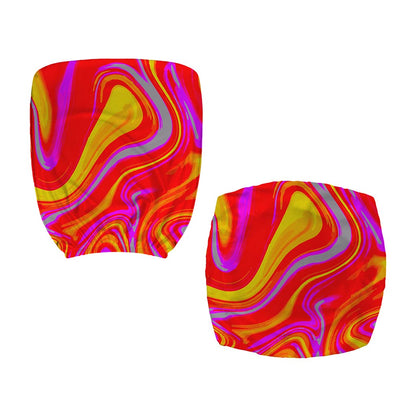 Orange Psychedelic Liquid Trippy Print Office Chair Cover