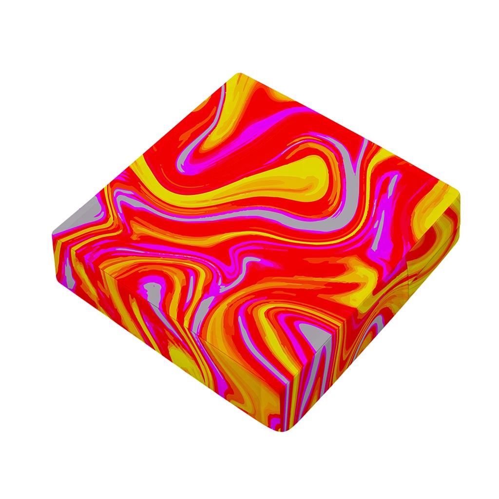 Orange Psychedelic Liquid Trippy Print Outdoor Seat Cushion Cover