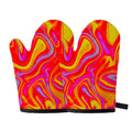 Orange Psychedelic Liquid Trippy Print Oven Mitts
