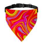 Orange Psychedelic Liquid Trippy Print Over The Collar Dog Bandana