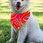 Orange Psychedelic Liquid Trippy Print Over The Collar Dog Bandana