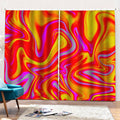 Orange Psychedelic Liquid Trippy Print Pencil Pleat Curtains