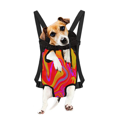 Orange Psychedelic Liquid Trippy Print Pet Carrier Backpack