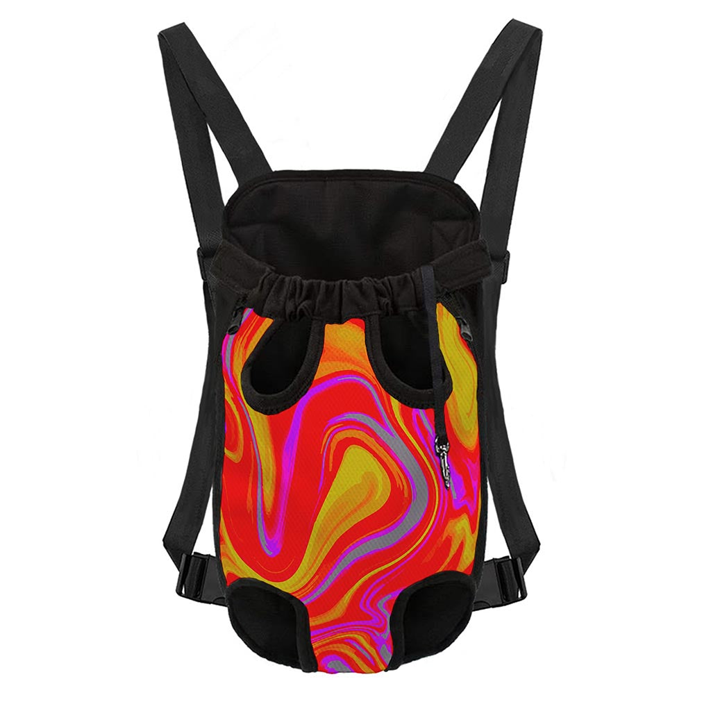 Orange Psychedelic Liquid Trippy Print Pet Carrier Backpack