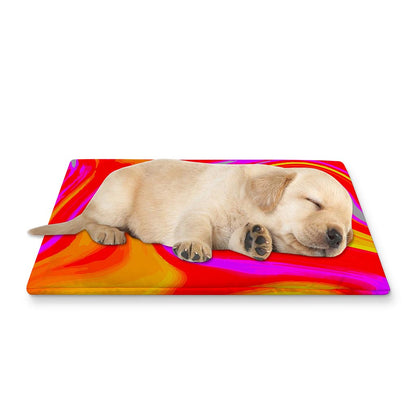 Orange Psychedelic Liquid Trippy Print Pet Cooling Mat Cover